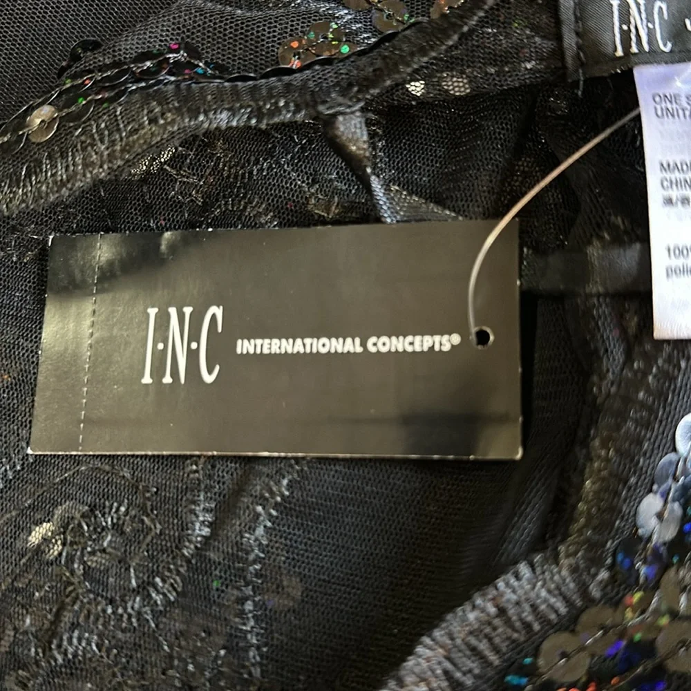 Black Floral Sequined Evening Wrap Scarf, I.N.C. International Concepts - Picture 4 of 6